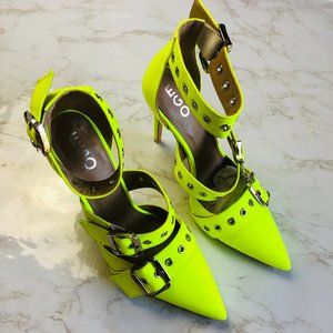EGO neon yellow buckle heels - New with Box